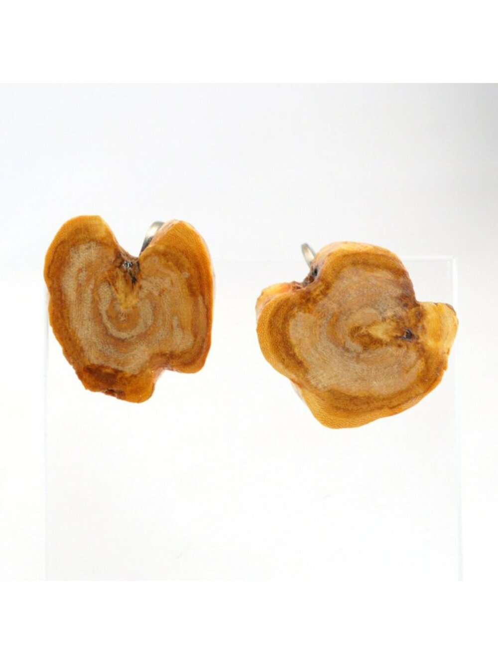 Vintage Natural Wood Slice Screw Back Earrings Rustic Boho Organic Woodland